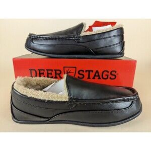 DEER STAGS Slipperooz Spun Slipper Mens 7 Womens 9 Wide Black Slip On Shoes NWB